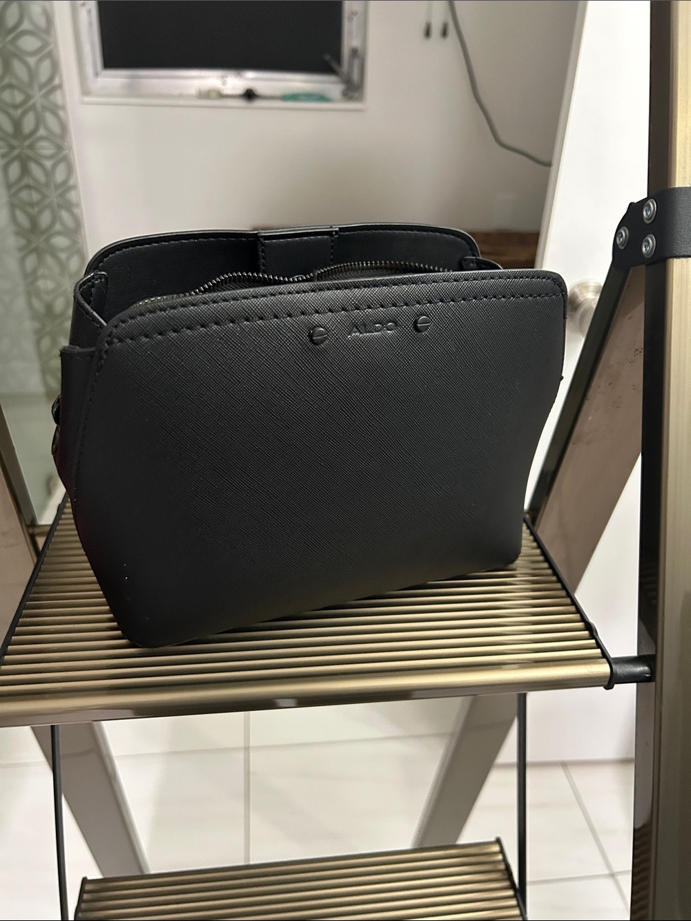 ALDO Black Saffiano Crossbody Bag with Subtle Logo